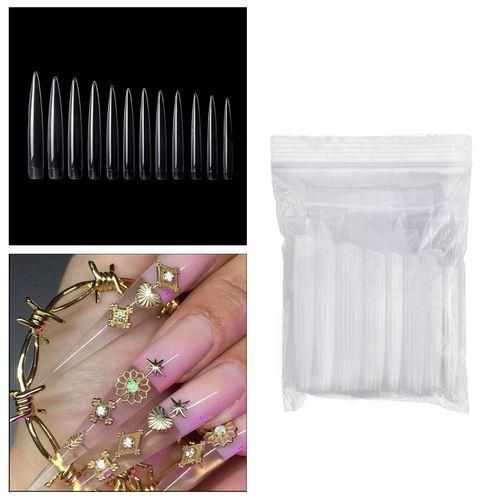 120  Full Cover Ballerina Nails Long Fake Nails Tips Clear