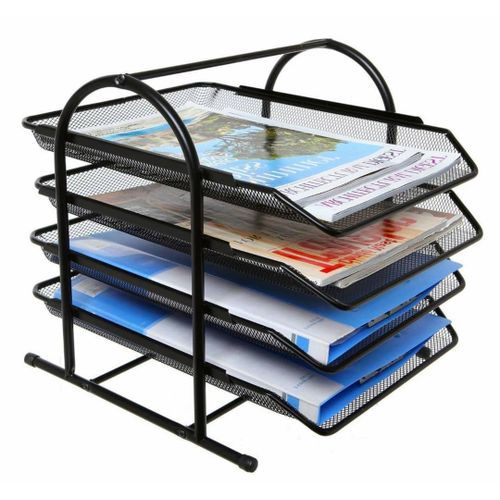 4 Layers Office Tray, metallic- Black