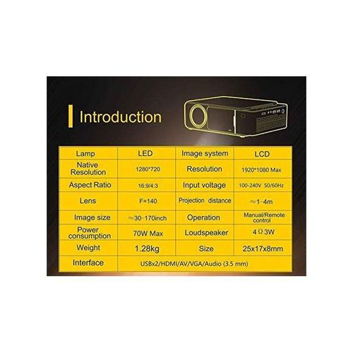 Borrego  T6 Android HD 3D 4K (800 x 480) miracast 3000 Lumens Smart Home Cinema Projector with LAN, 8GB 1GB Ram, Wi-Fi, USB, VGA, Bluetooth, HDMI (Silver)