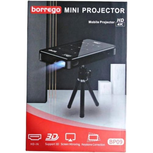 Borrego BP09 Portable Mini Smart Projector with 4K ULTRA HD high Beamer Home Cinema LED Video Projector Built-In Wi-Fi / 1000 lumens