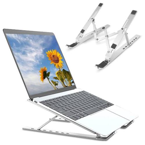 Portable Laptop Stand Foldable Multi-Angle Adjustable Computer Stand- Color Silver.