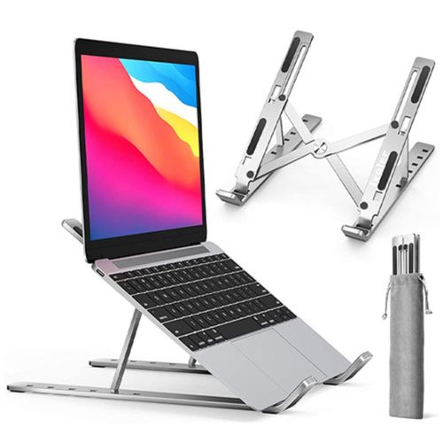 Portable Laptop Stand Foldable Multi-Angle Adjustable Computer Stand- Color Silver.