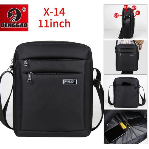 11 Inch Messenger Bag, Small Crossbody Bags for Men Women, Casual Sling Pack Shoulder Bag Side Bags Man Purse Water Resistant for Travel Work Business Office School- Black