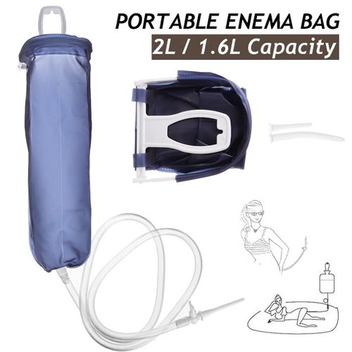 2L Reusable Portable Foldable Enema Bag Douche Colonic Cleaner Silicone Pipe Intestine Washing Hose Kit with Control Valve
