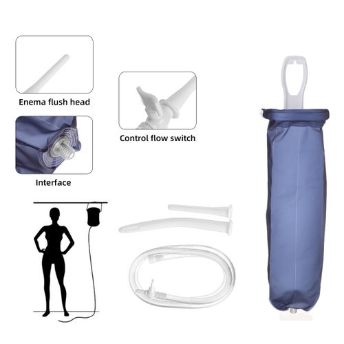 2L Reusable Portable Foldable Enema Bag Douche Colonic Cleaner Silicone Pipe Intestine Washing Hose Kit with Control Valve