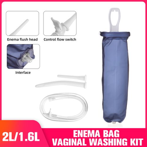 2L Reusable Portable Foldable Enema Bag Douche Colonic Cleaner Silicone Pipe Intestine Washing Hose Kit with Control Valve