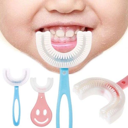 Baby Toothbrush Children 360 Degree U-shaped Child Toothbrush - Blue/Pink
