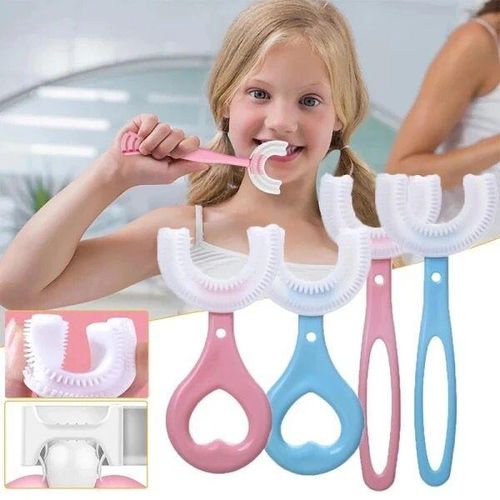 Baby Toothbrush Children 360 Degree U-shaped Child Toothbrush - Blue/Pink