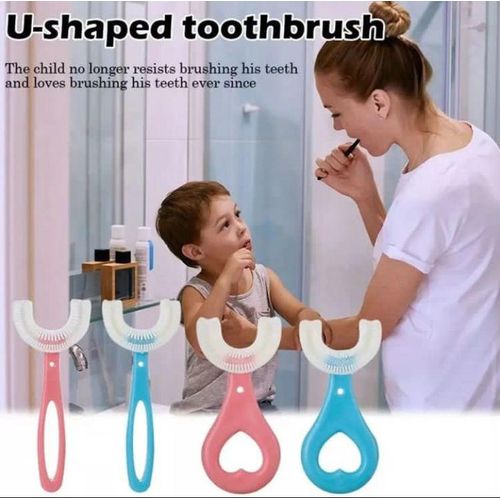U Shaped Kid Tooth Brushes-Blue