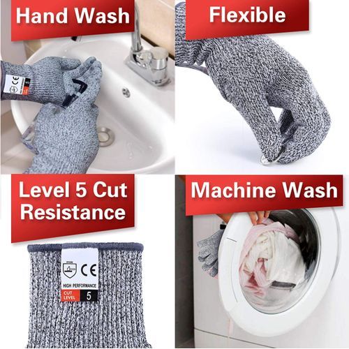 Grade 5 High Strength Cut Resistant Protective Gloves - Grey