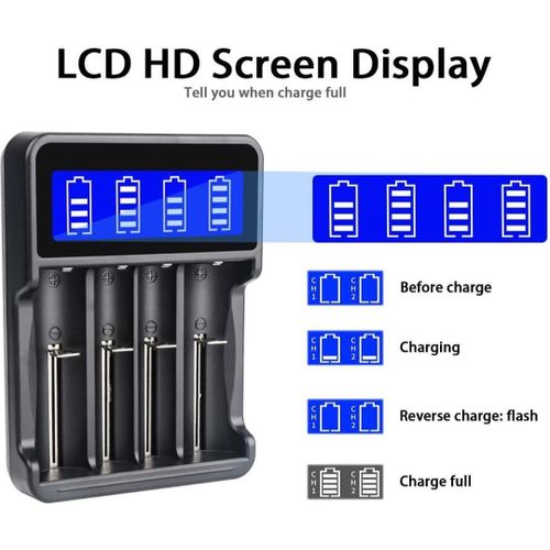LASA 4 Bay 18650 26650 18490 AAA AA Multi Smart Charger