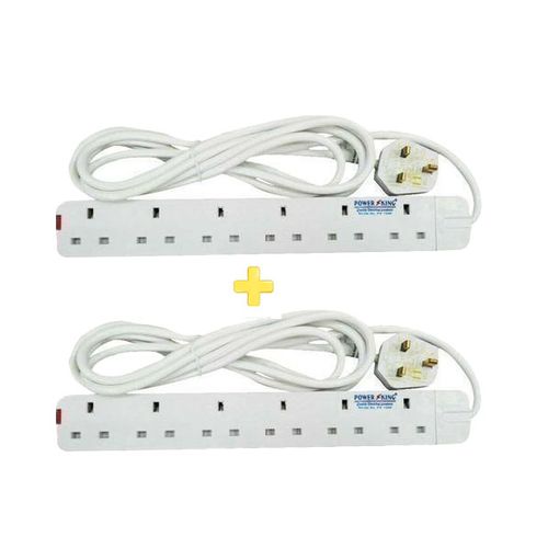 Power King 2pcs 6way Outlet Power Extension Cable