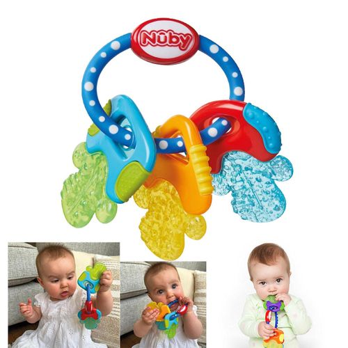 Nuby Icy Bite Keys ,Soothing Teether ,Multiple Teething Surfaces ,Refrigerator Safe ,Suitable from 3 Months Plus-Multi