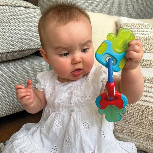 Nuby Icy Bite Keys ,Soothing Teether ,Multiple Teething Surfaces ,Refrigerator Safe ,Suitable from 3 Months Plus-Multi
