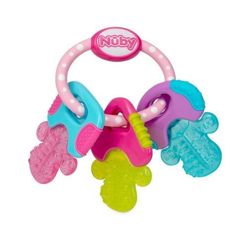 Nuby Icy Bite Keys ,Soothing Teether ,Multiple Teething Surfaces ,Refrigerator Safe ,Suitable from 3 Months Plus-Multi