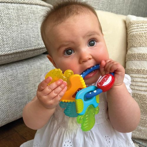 Nuby Icy Bite Keys ,Soothing Teether ,Multiple Teething Surfaces ,Refrigerator Safe ,Suitable from 3 Months Plus-Multi