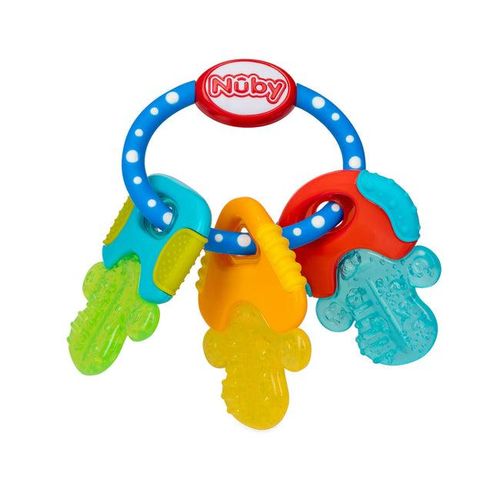 Nuby Icy Bite Keys ,Soothing Teether ,Multiple Teething Surfaces ,Refrigerator Safe ,Suitable from 3 Months Plus-Multi