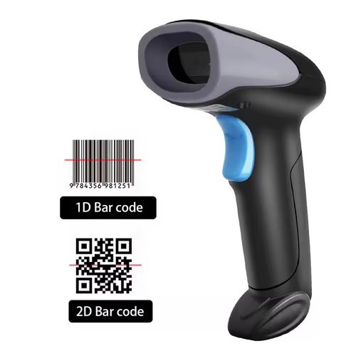 Portable Wired Android Bar Code Reader Handheld Qr Code 1D 2D Barcode Scanner For Supermarket Library Warehouse Includes -Black
