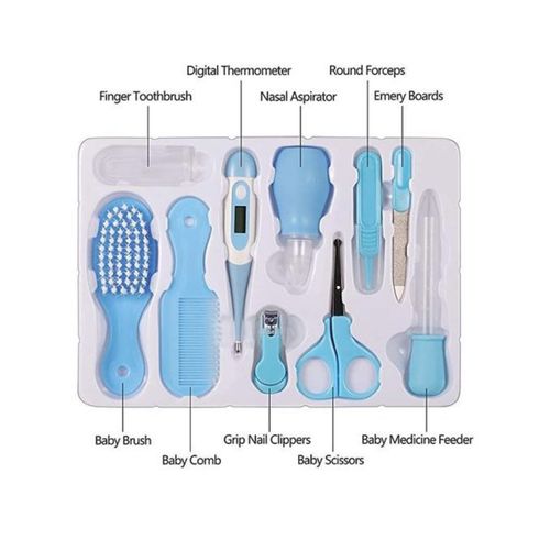 10pcs Baby Health Care And Grooming Kit - Blue , Pink
