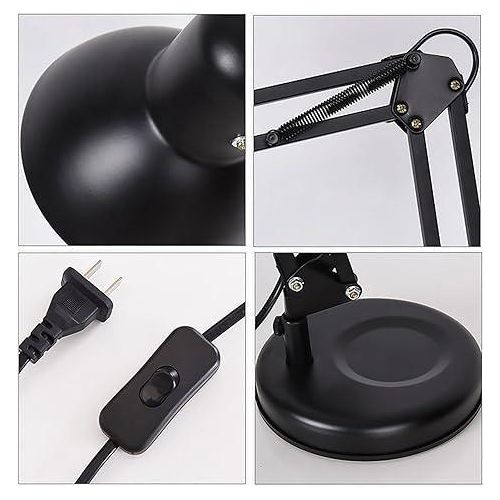 Metal Desk Lamp, Swing Arm Desk Lamp - Black