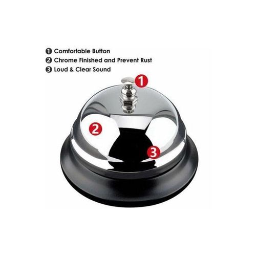 Reception Desk Counter Call Bell For Hotel Bank Service -Silver.