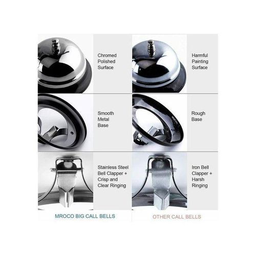 Reception Desk Counter Call Bell For Hotel Bank Service -Silver.