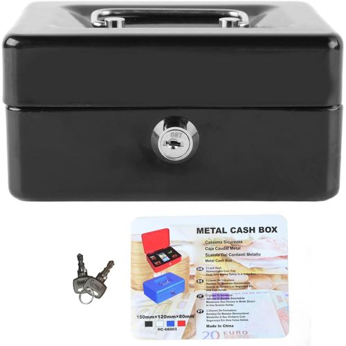 380L x 280W x 140 mm HC-66008 Robust Metal Cash Box, Secure Money Storage with Lock and Key - Versatile Solution for Home and Travel