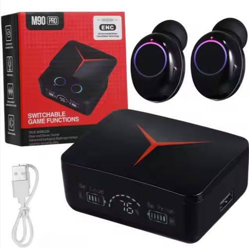 Ikk M90 PRO Wireless Earbuds - V5.3 Noise Cancelling Earphones with Digital Display, Waterproof HIFI Sound