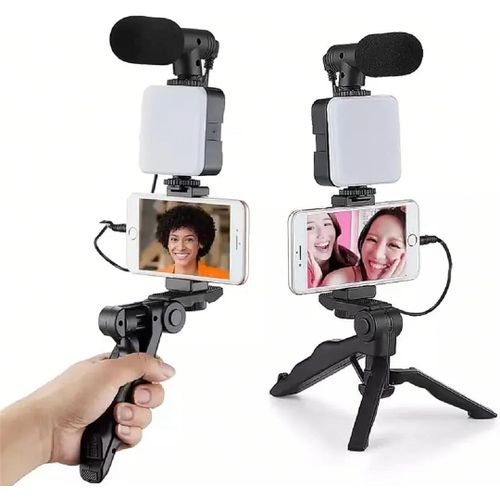 Vlog Video Production Kit With Tripod - Black
