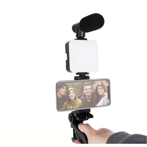 Vlog Video Production Kit With Tripod - Black