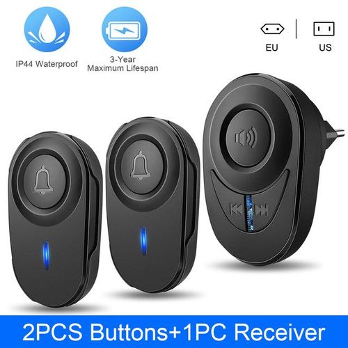 Sectyme Intellige Wireless Doorbell Outdoor Waterproof Smart Home Door Bell Eu Plug 48 Chords Led Flash Home Security Alarm