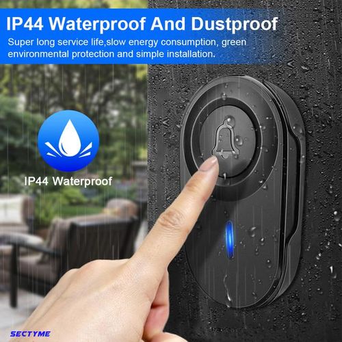 Sectyme Intellige Wireless Doorbell Outdoor Waterproof Smart Home Door Bell Eu Plug 48 Chords Led Flash Home Security Alarm