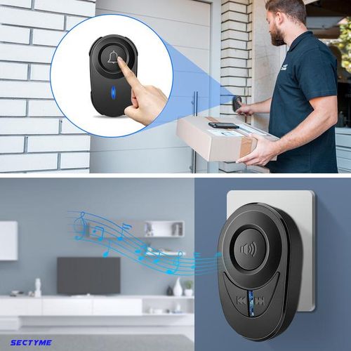 Sectyme Intellige Wireless Doorbell Outdoor Waterproof Smart Home Door Bell Eu Plug 48 Chords Led Flash Home Security Alarm