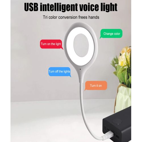 XLT USB Intelligent Voice Control Lamp - Voice Activated Lights Smart Voice Small Lamp - Small Night Light for Home Learning and Office - Portable Outdoor LED Night Light