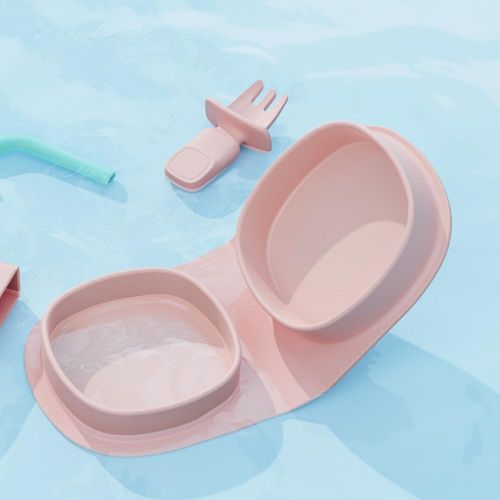 Silicone Plates for Baby Foldable Baby Dishes with 2 Bowls Portable Baby Feeding Supplies for Babies Toddlers Camping Picnic Travel Outdoor Dinner NO5290