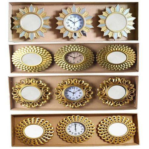 3 Pcs Wall Clock Brown