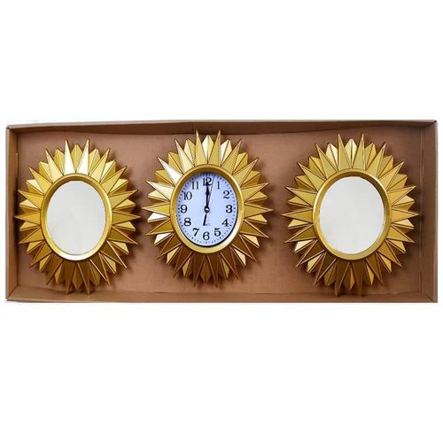 3 Pcs Wall Clock Brown