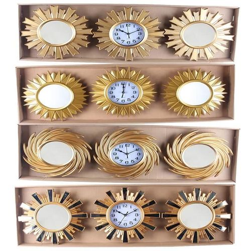 3 Pcs Wall Clock Brown