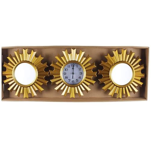 3 Pcs Wall Clock Brown