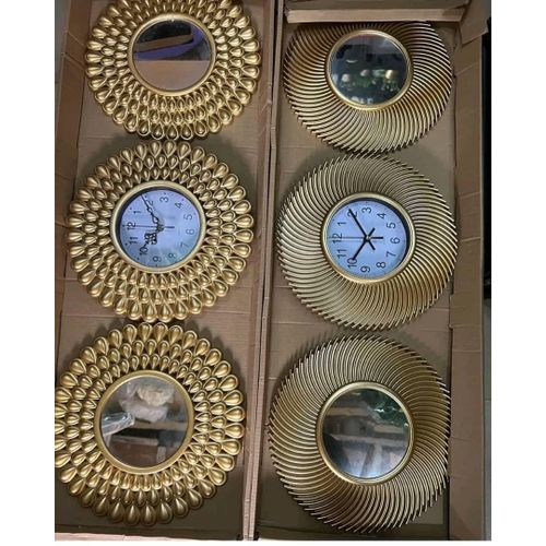 3 Pcs Wall Clock Brown