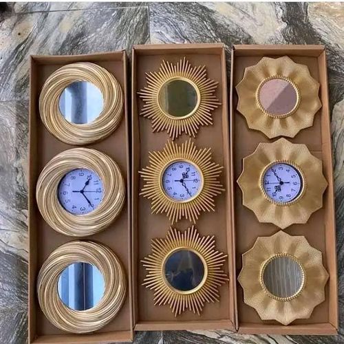 3 Pcs Wall Clock Brown