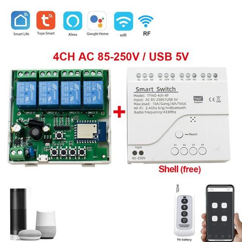 Tuya Smart Wifi Motor Switch Module 4ch Dc 5v 12v 32v Rf433 Remote Control Inching Relay For Alexa Google Home