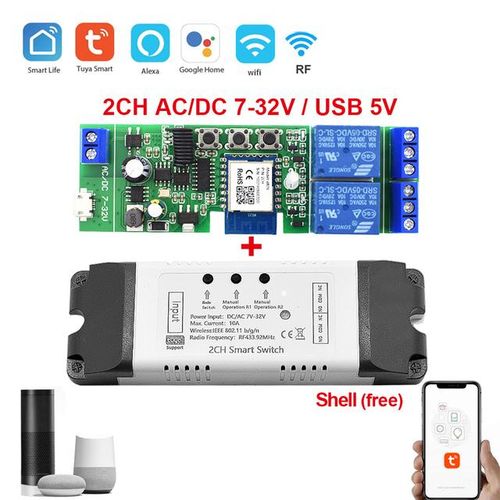 Tuya Smart Wifi Motor Switch Module 4ch Dc 5v 12v 32v Rf433 Remote Control Inching Relay For Alexa Google Home