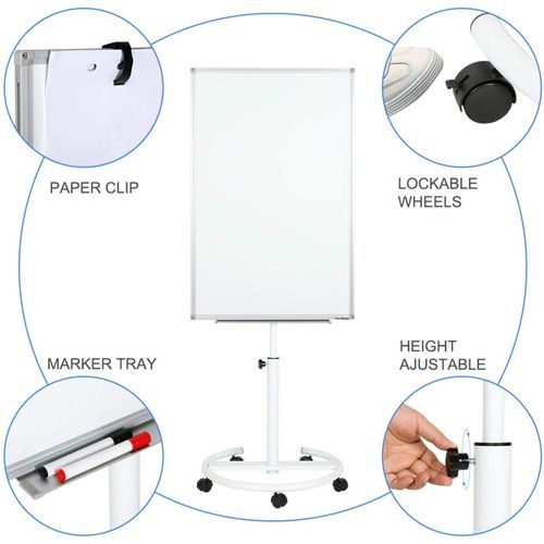 Flipchart Stand With Marker, Eraser & 25 Sheet Papers-White