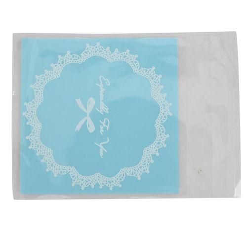 915 Generation 100x Bowknot OPP Adhesive Biscuit Plastic Bag Blue