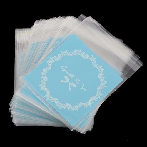 915 Generation 100x Bowknot OPP Adhesive Biscuit Plastic Bag Blue