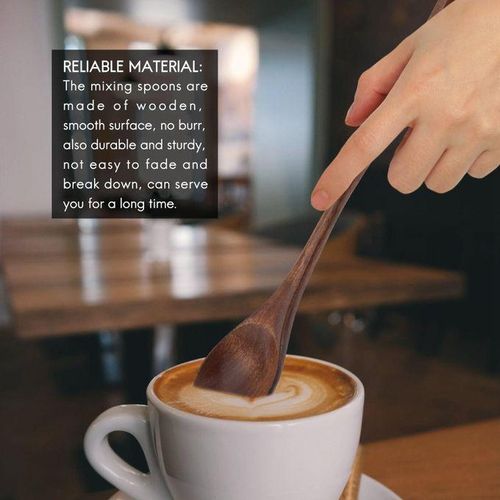 6 Pcs Wooden Spoon,Long Handle Wood Spoons Mixing Stirring Soup Coffee Iced Tea Spoon Used for Kitchen Mixing Cooking