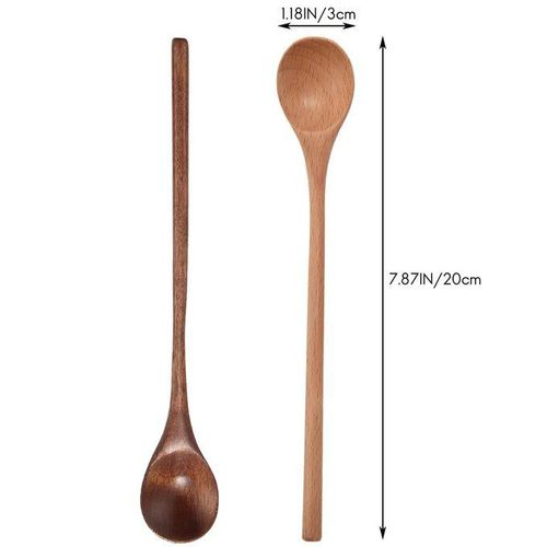 6 Pcs Wooden Spoon,Long Handle Wood Spoons Mixing Stirring Soup Coffee Iced Tea Spoon Used for Kitchen Mixing Cooking