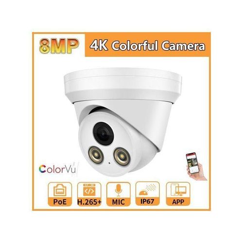 Hikvision Compatible 4k Colorvu Ip Camera 24/7 Hours Colorful 8mp 5mp Build In Mic Poe Network Security Cctv H.265 Black Color - Ip Camera - -2.8mm