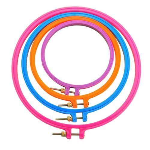 4Pcs Embroidery Hoops Plastic Circle Cross Stitch Hoop Ring Set For